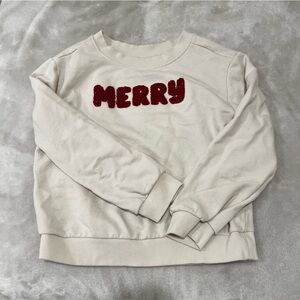 Cat & Jack Cream Sweatshirt with Red 'Merry' Print